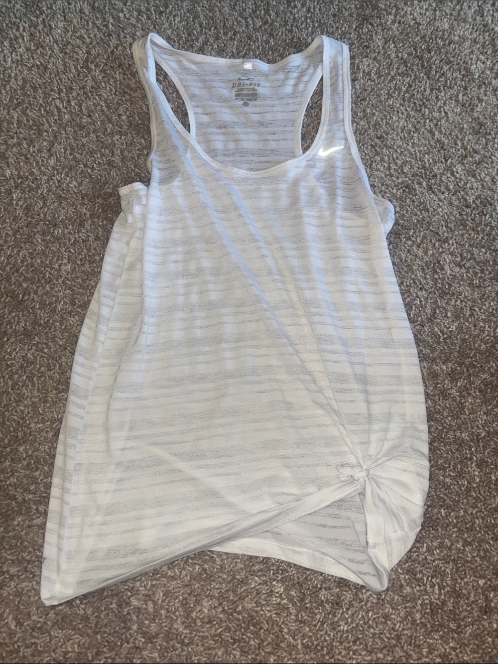 Nike see through white tank with Side Knot